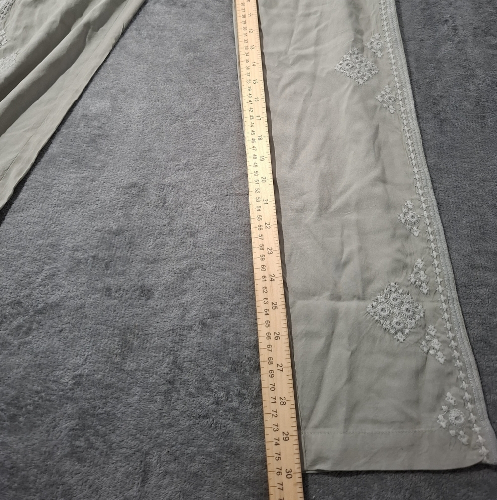 Sundance Tone It Up Embroidered Pants Womens Size Medium Light Green Boho - Picture 8 of 9